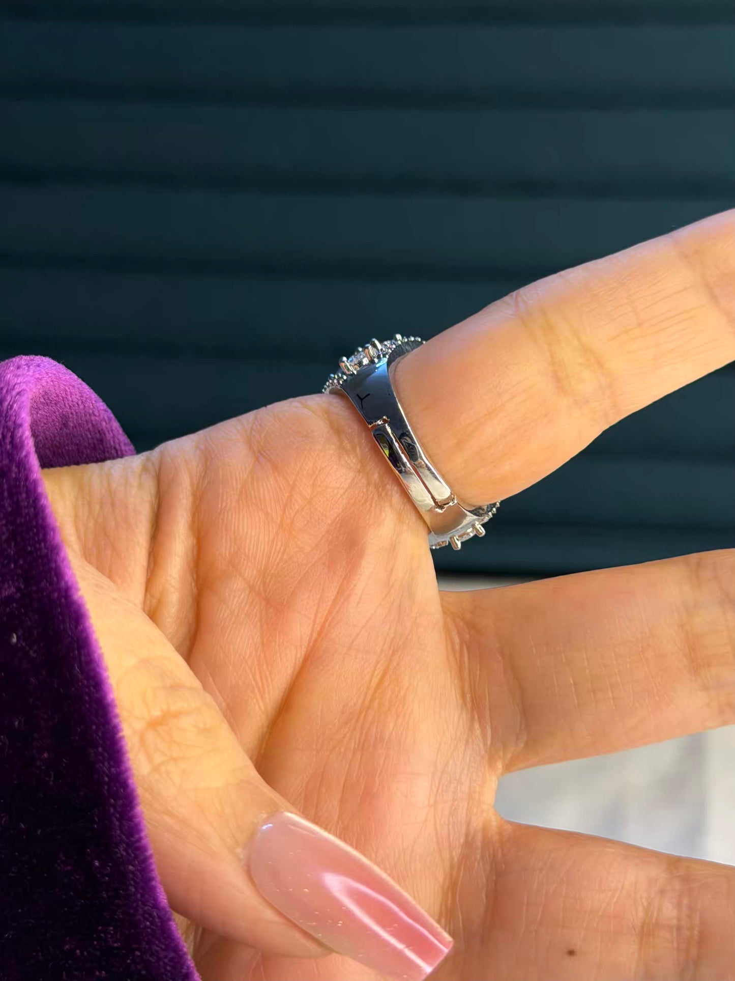 White Majesty Orbit Silver Plated Premium Ring (Adjustable)