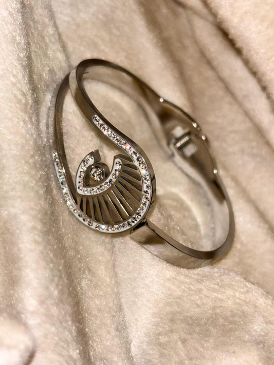 For Thin Wrist Silver Peacock Bangle Silver plated Premium Bangle 2.2 - 2.4 Size