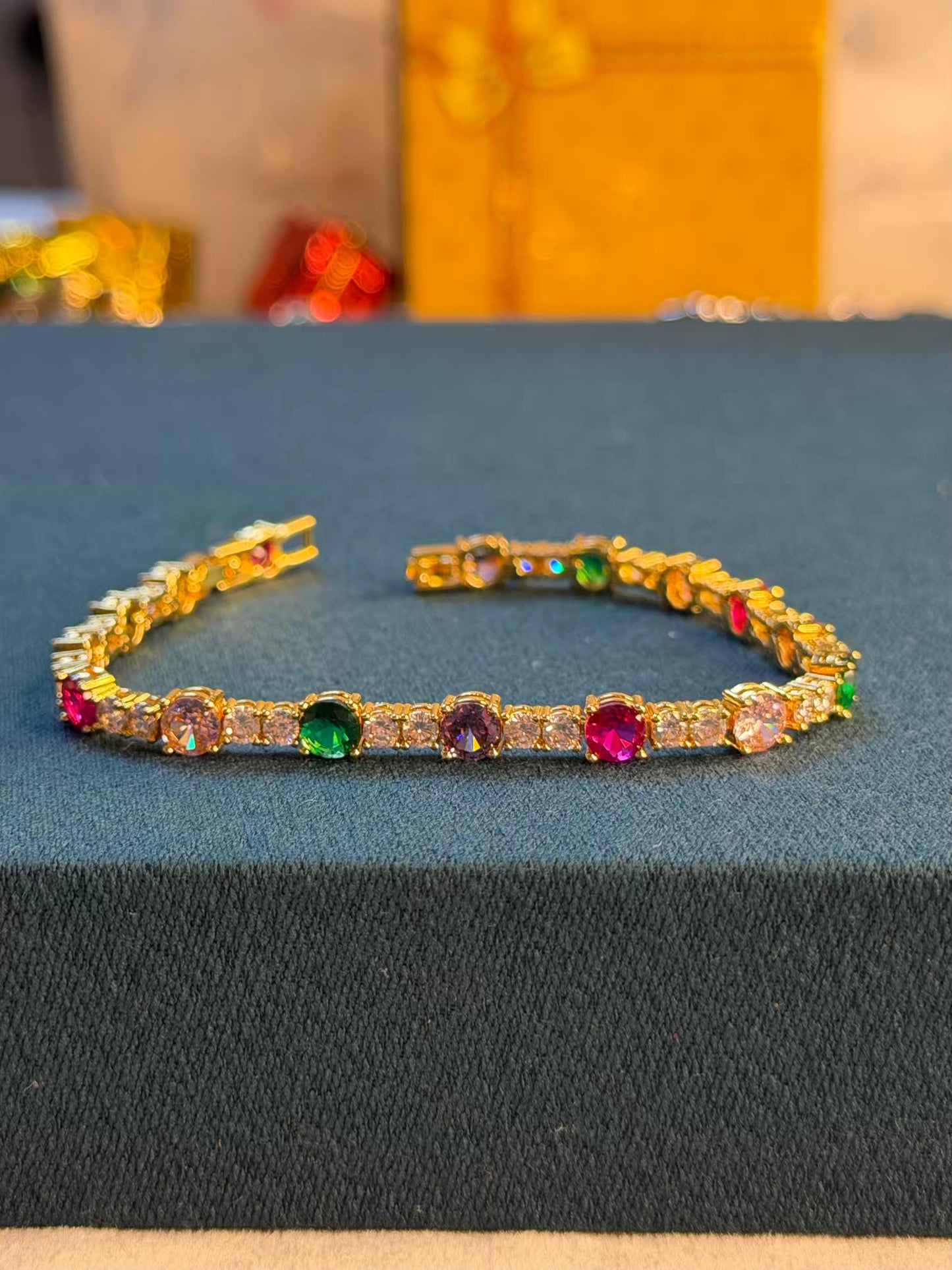 Carnival Cube Multicolour Silver Plated Tennis Bracelet