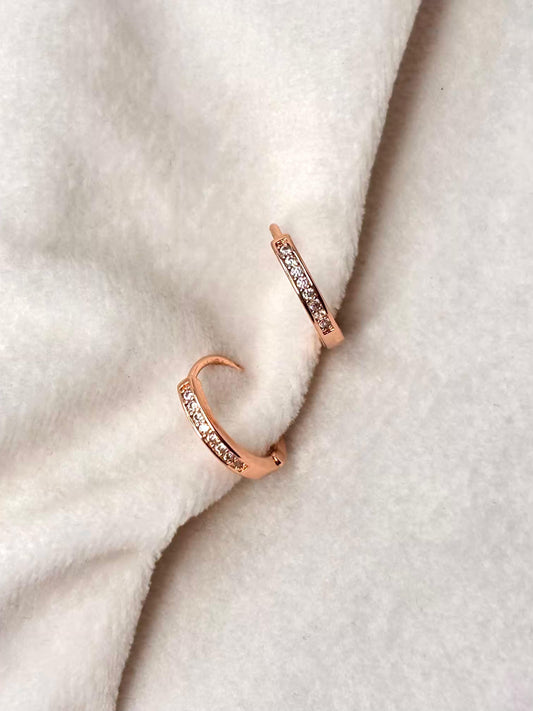 Tiny Studded Hoops Bali Earrings - Rose Gold Plated