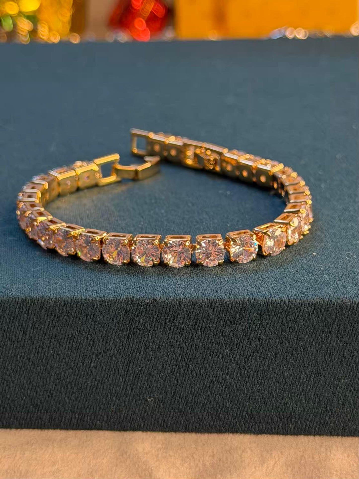 Diamond Square Luxe Gold Plated Tennis Bracelet
