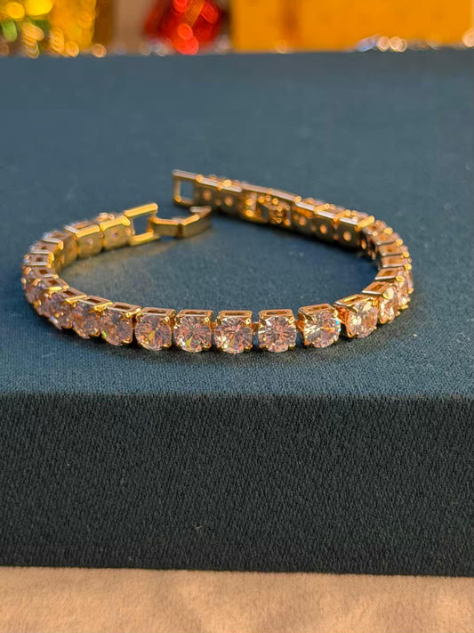 Diamond Square Luxe Gold Plated Tennis Bracelet