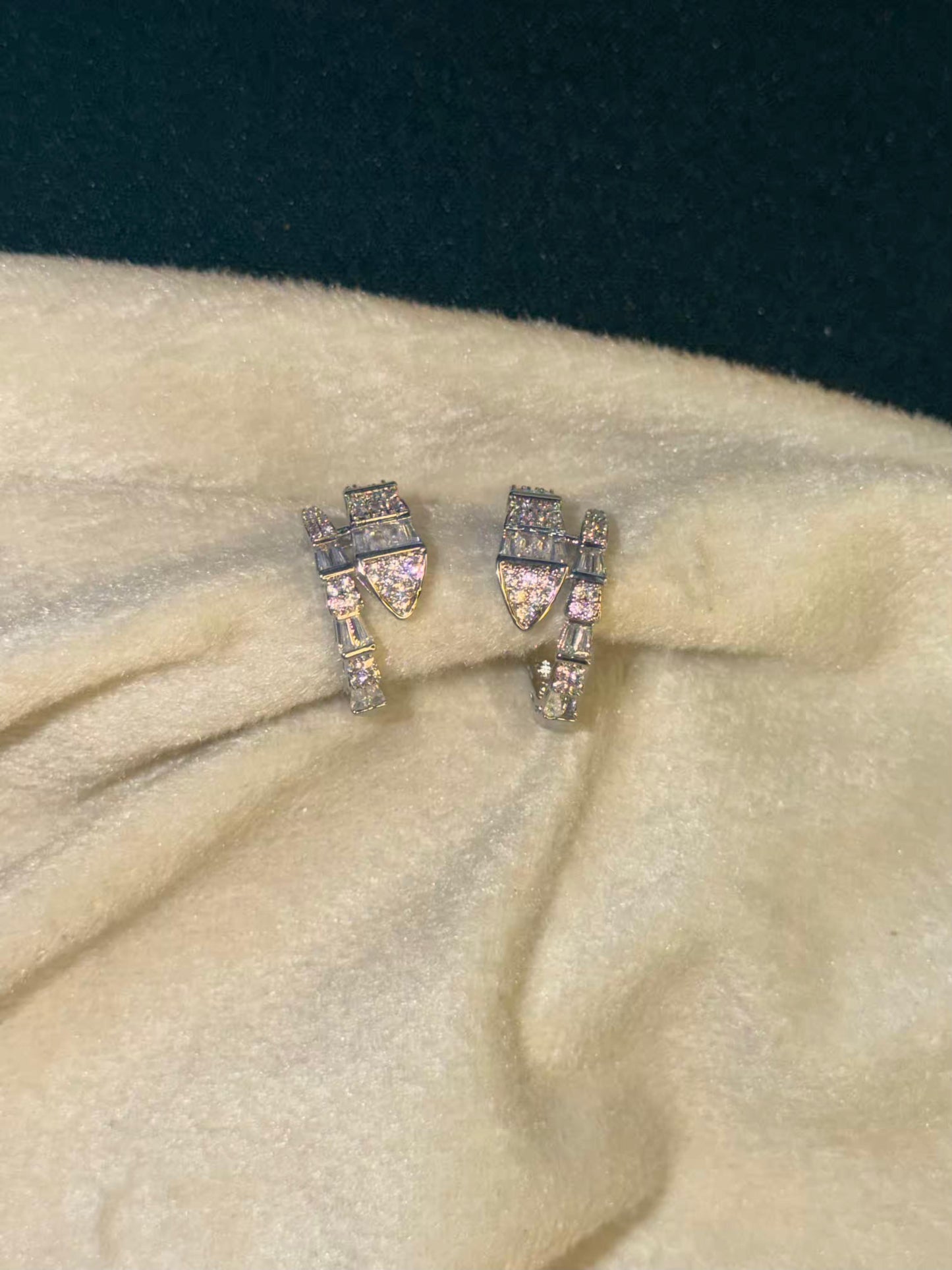 Serpent Ear Huggies Earring Silver Plated