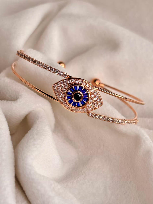 Studded Evil Eye Bangle Rose Gold Plated Premium Kada Bangle
