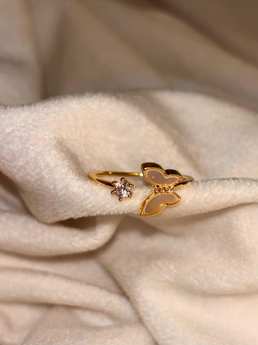 Translucent Butterfly Ring 18K Gold plated Adjustable Ring