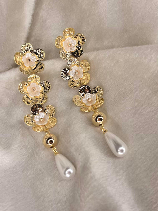 Pearl Gold Dangles Earrings 18K Gold Plated Premium Earrings