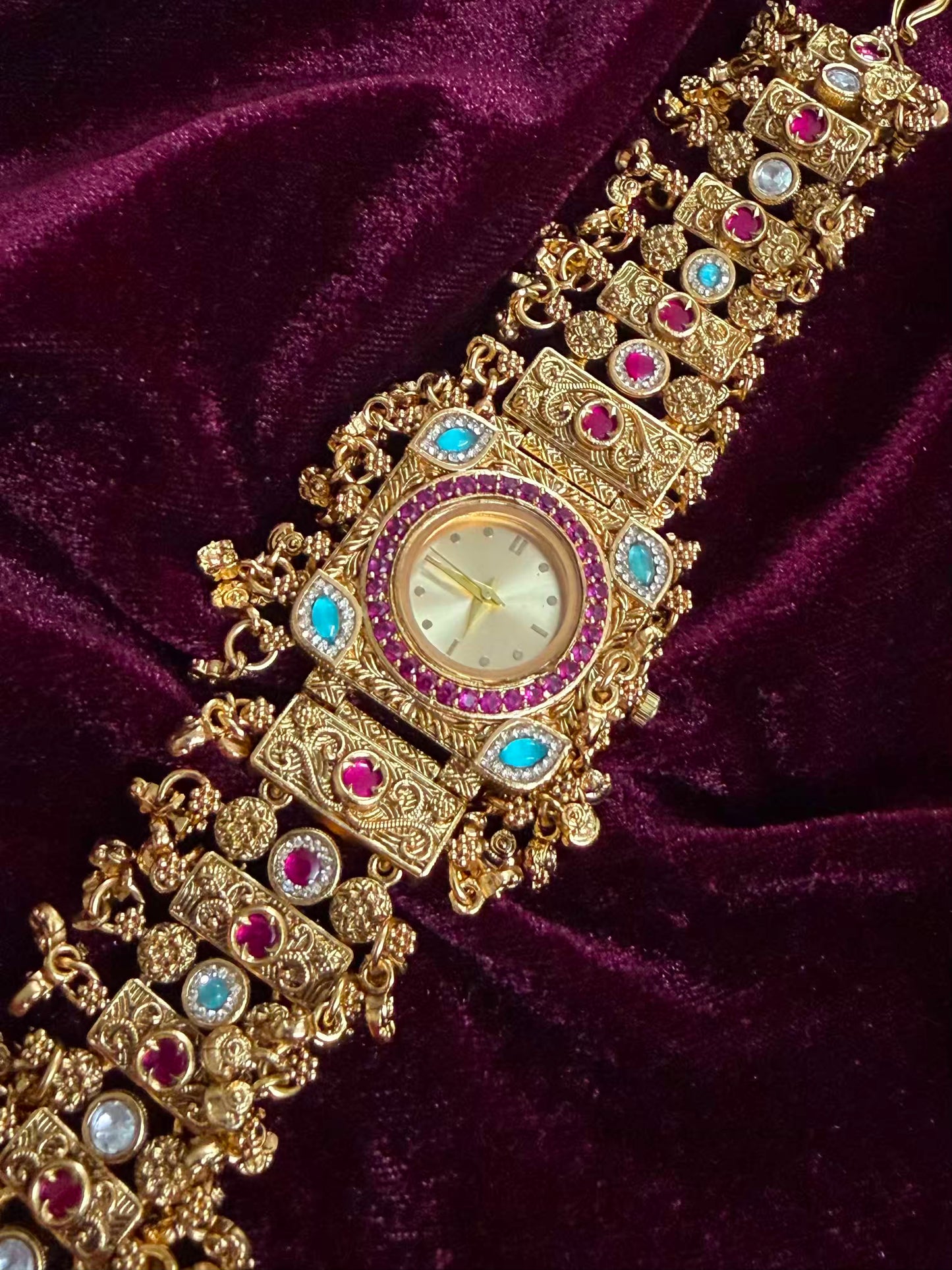 Rajsi Gulbahar Heritage Watch Rakhi in Premium Swarovski (Free Initial)