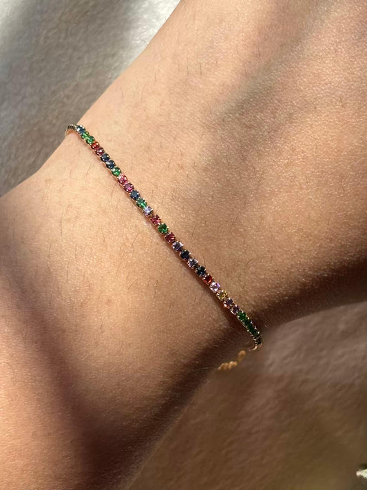 Vibrant Premium 18K Gold Plated Adjustable Tennis Bracelet