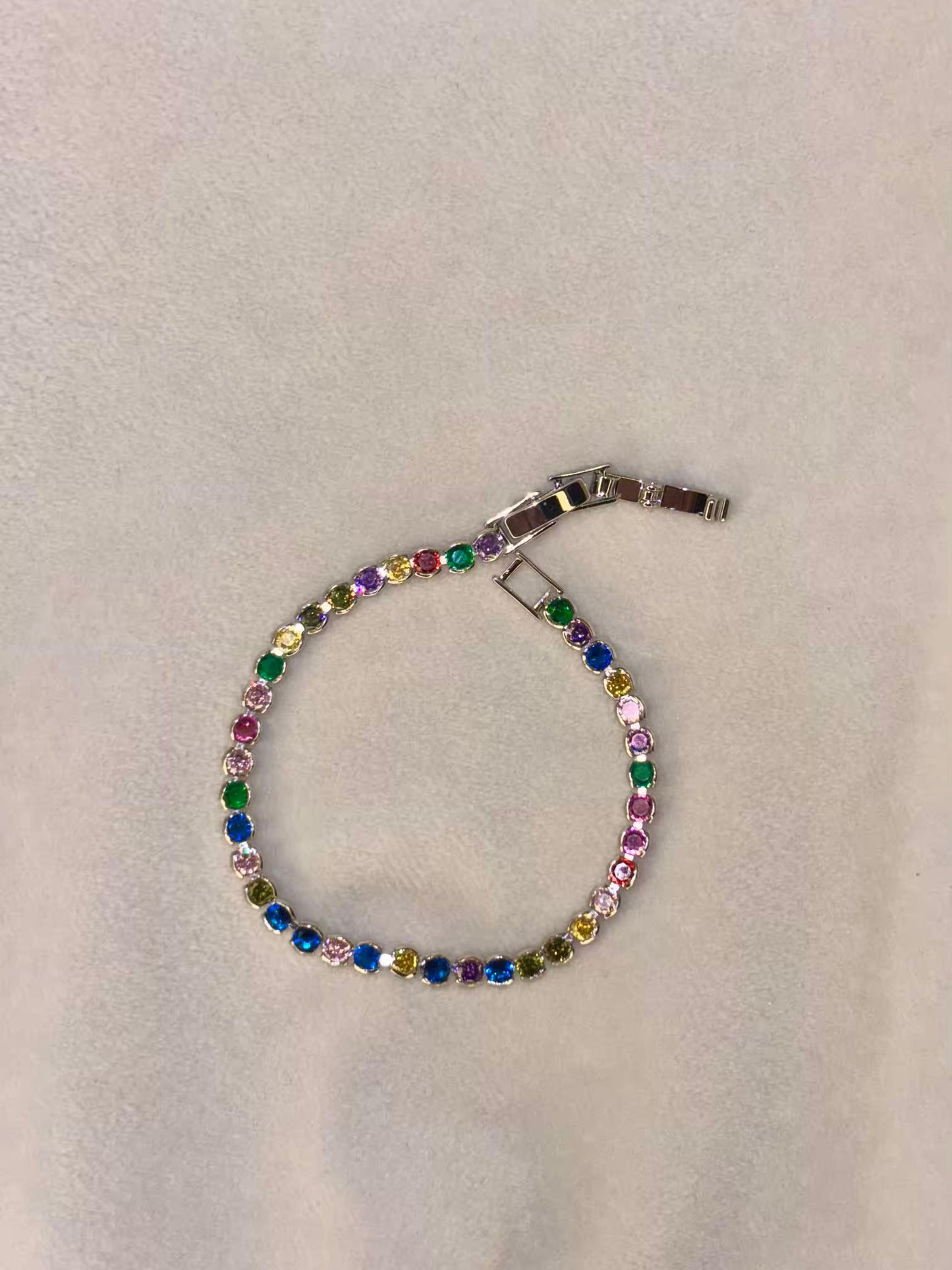 Round Multicolour Bliss 18K Gold plated Tennis Bracelet