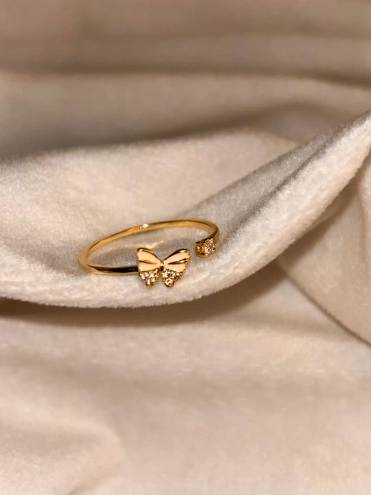 Studded Butterfly Ring 18K Gold plated Adjustable Ring