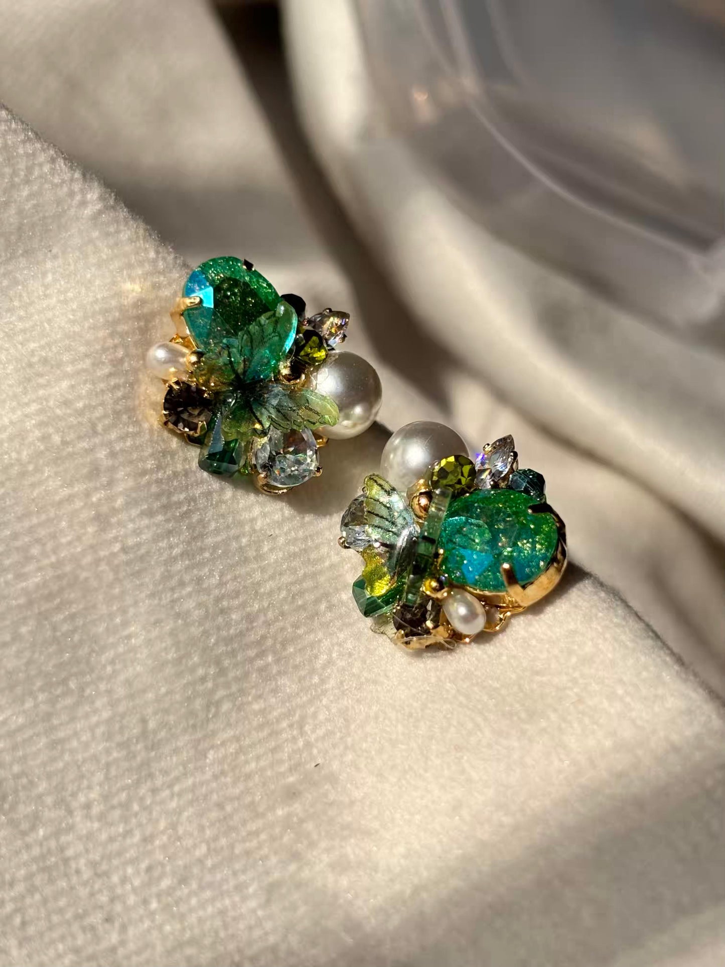 Turquoise Flake Studds Earrings 18K Gold Plated Premium Earrings
