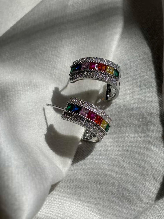 Color Studds Earrings Silver Plated Premium Earrings