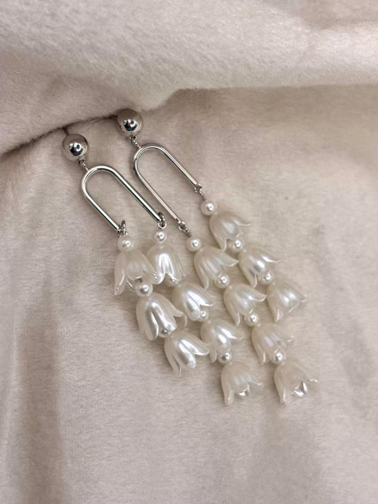 Flower String Silver Plated Premium Earrings