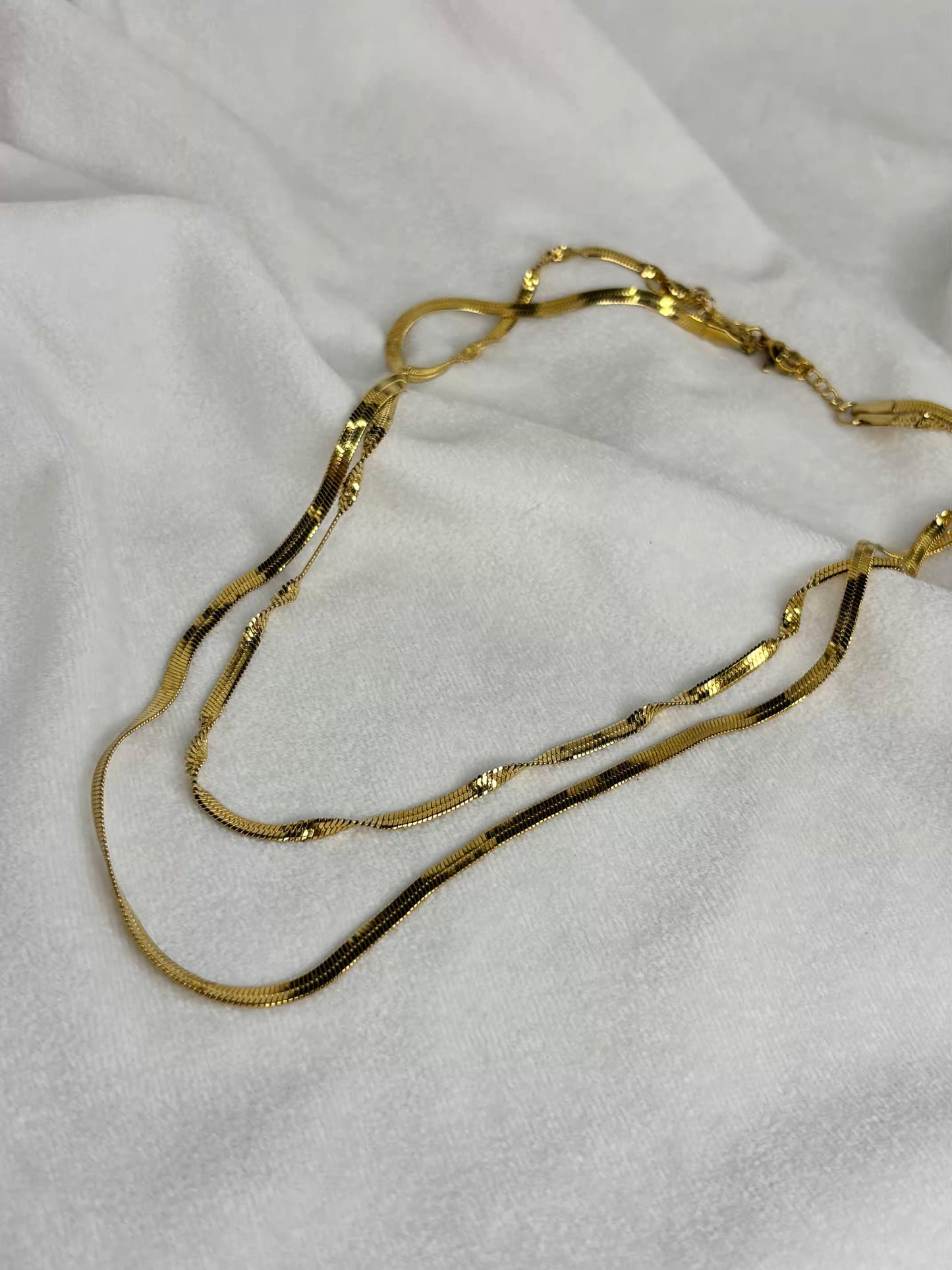 Two Layered Snake Chain Necklace 18K Gold Plated Premium Necklace