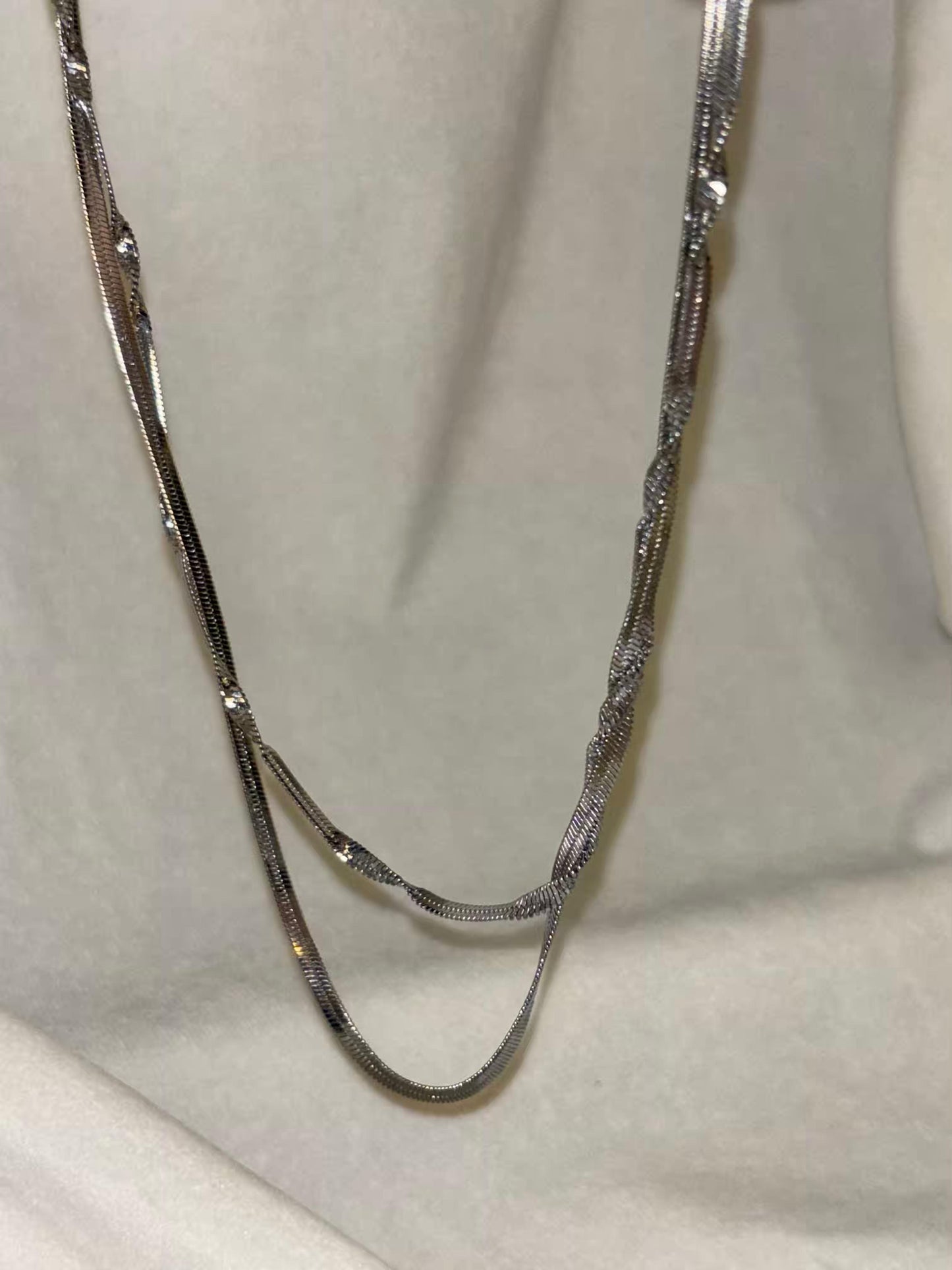Dual Layered Snake Chain Necklace Silver Plated Premium Necklace