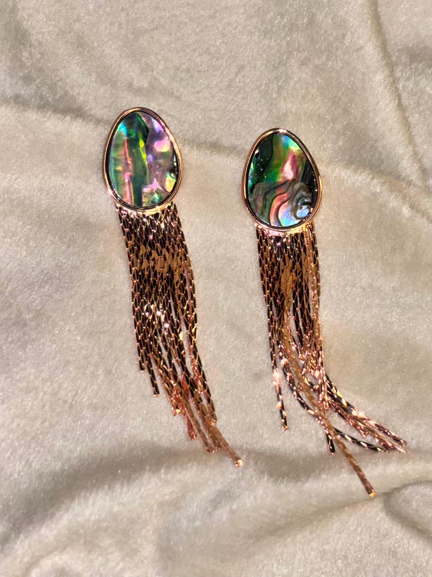 Iridescent Tassel Earrings 18K Gold Plated Premium Earrings