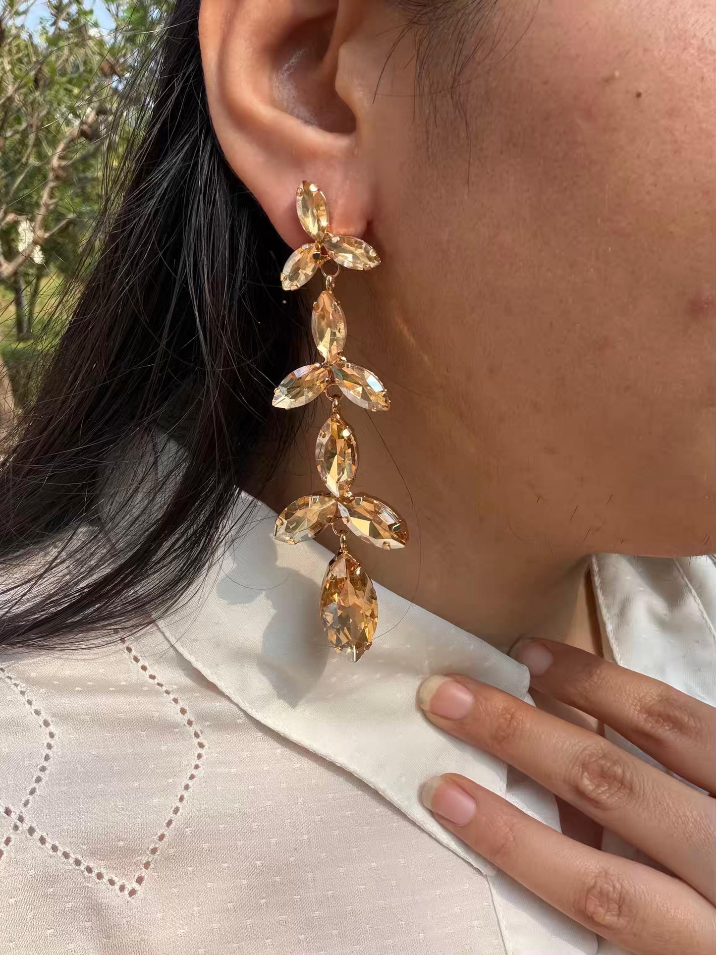 Leaf Style Golden Colour Gold Plated Earrings
