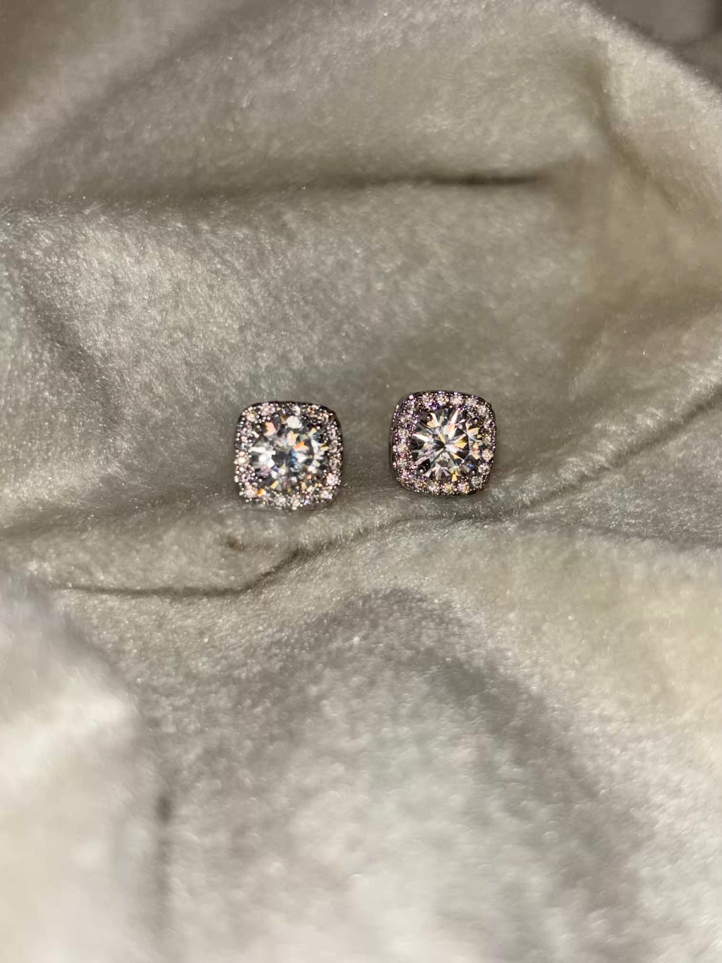 Diamond Halo Studds Earrings Silver Plated Premium Earrings