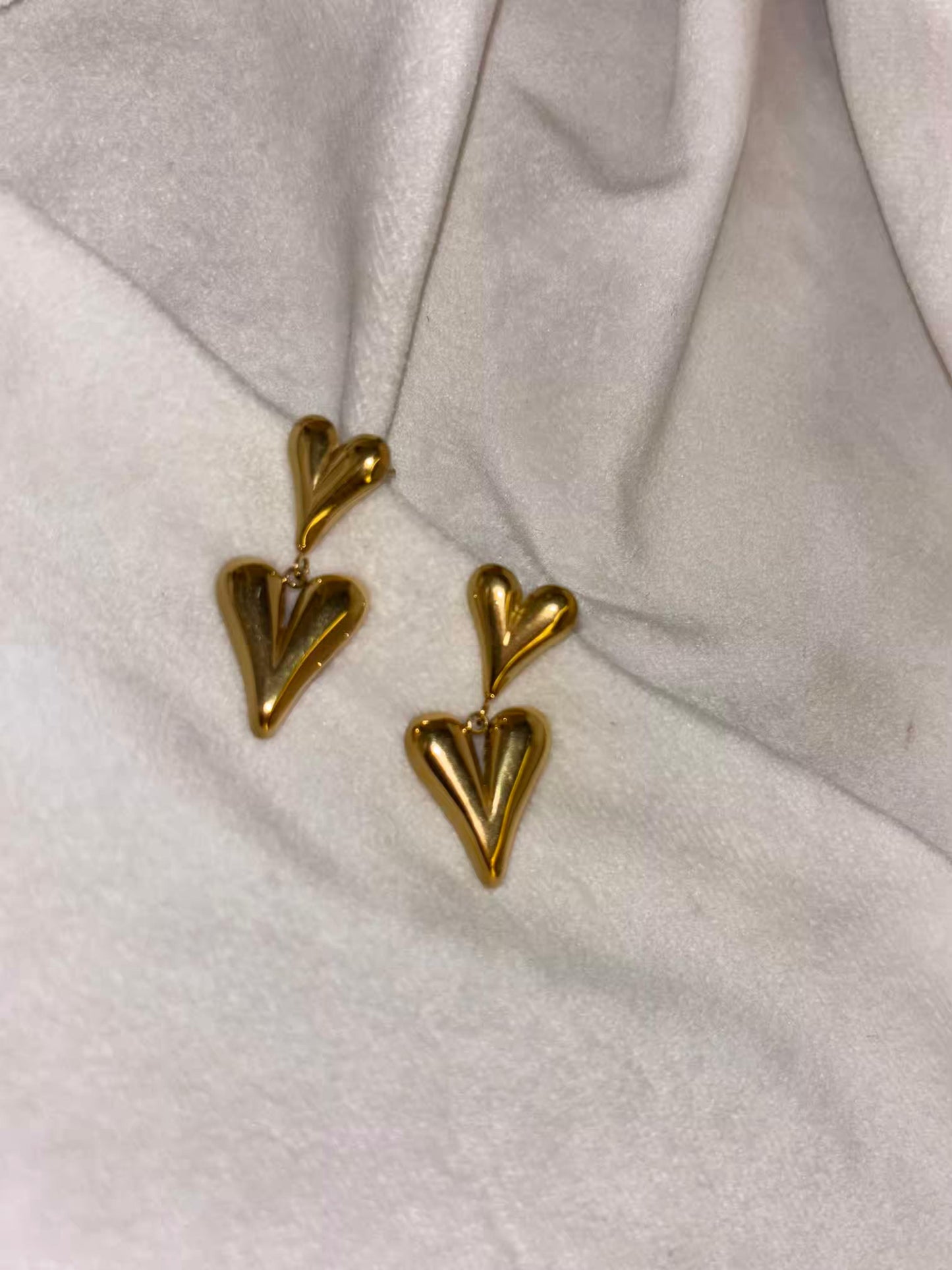 Anime Heart Dangle Earrings 18K Gold Plated Premium Earrings