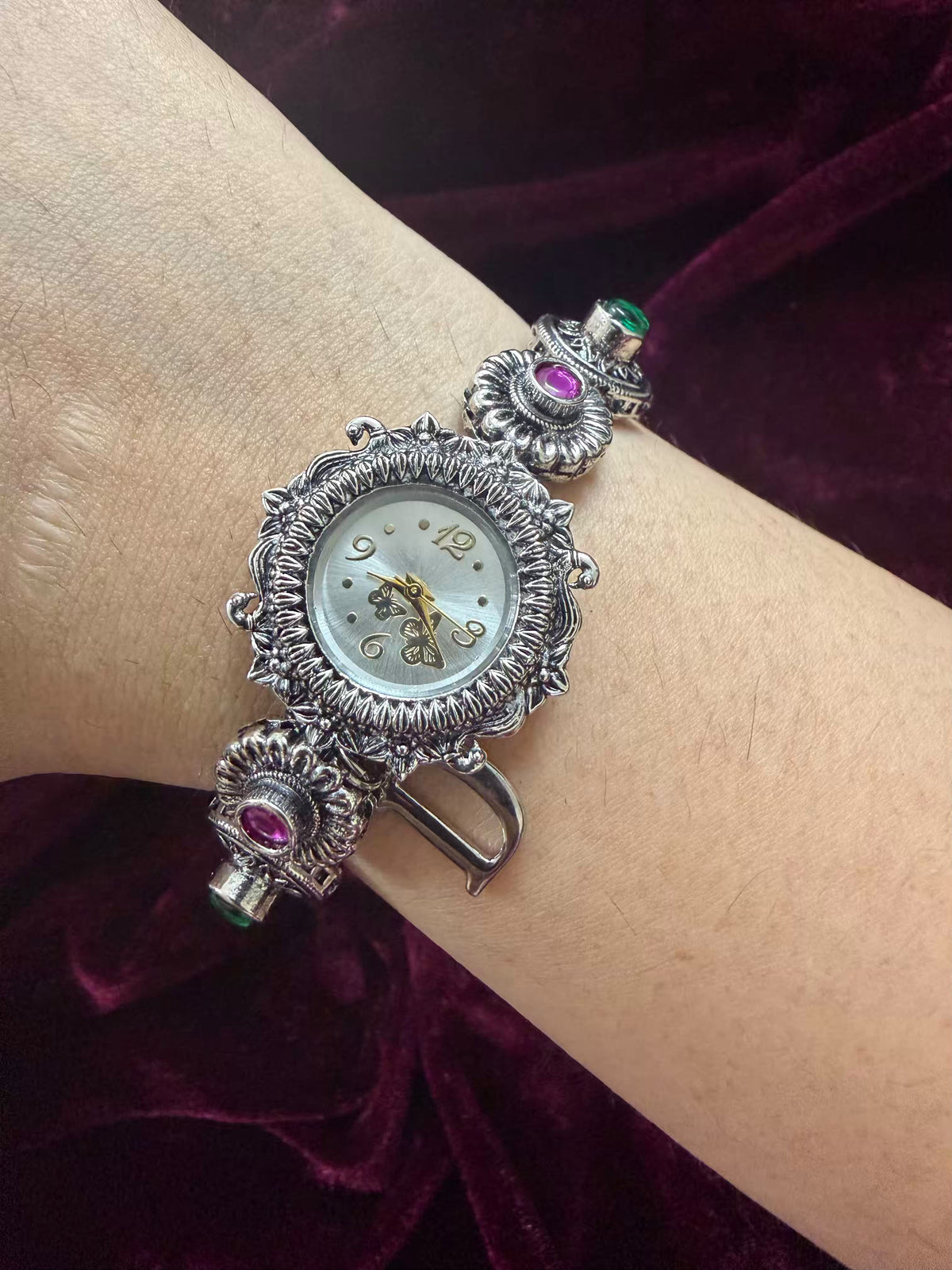 Rajputana Multicolour Elegance Silver-Tone Navratri Oxidised Heritage Watch