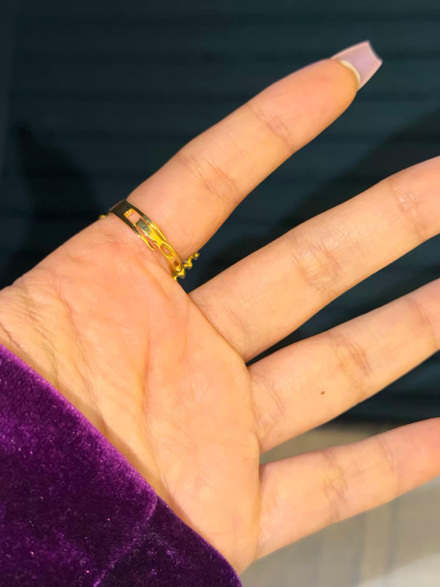 Yellow Big Stone Stetment Gold Plated Premium Ring (Adjustable)