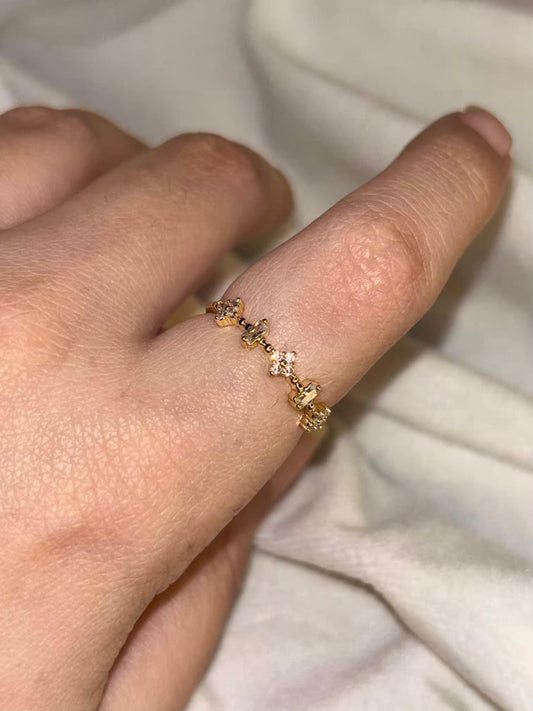 Tiny Clovers Ring 18K Gold Plated Adjustable Ring