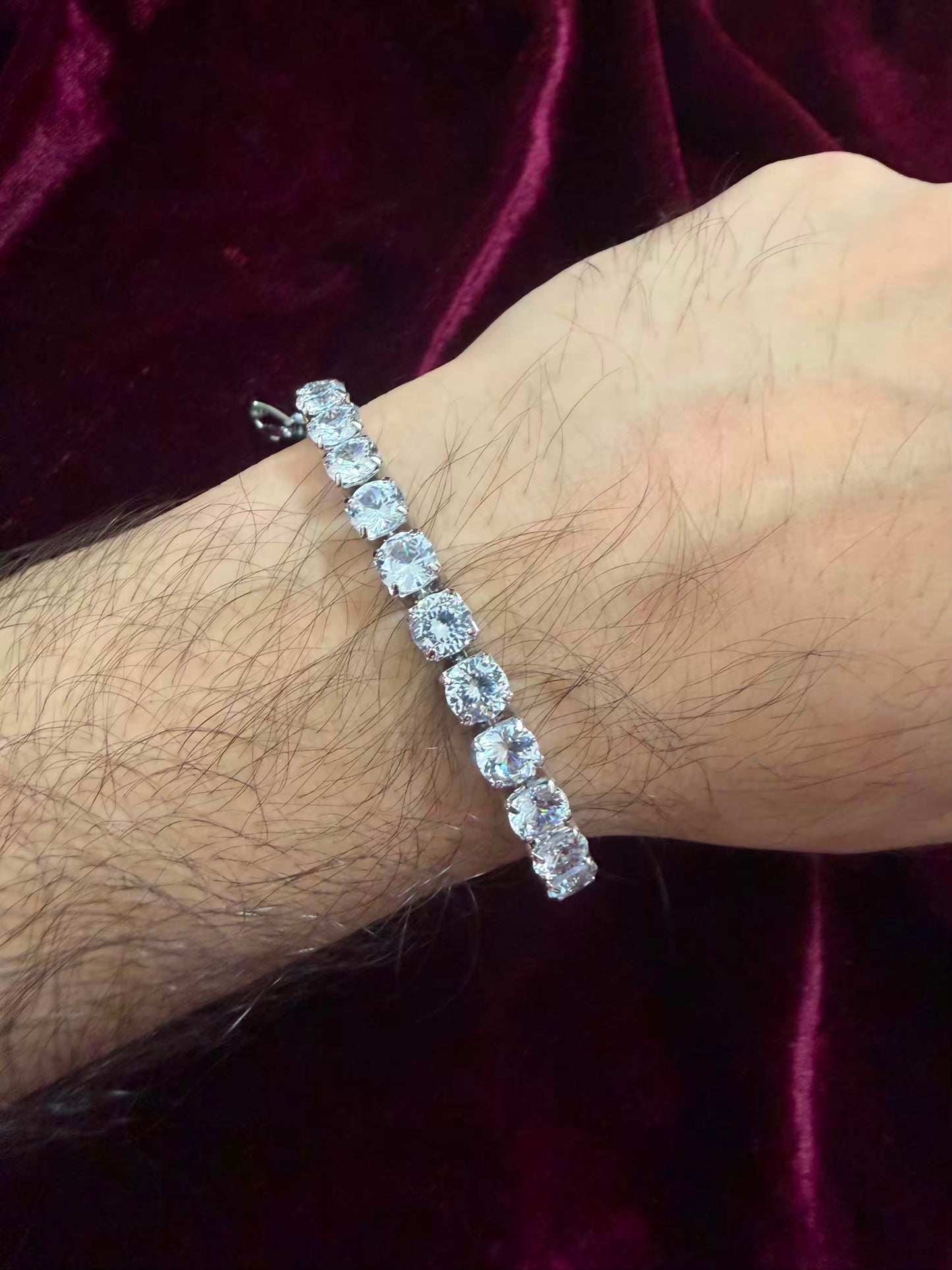 Silver Solitaire Tennis Men Rakhi Bracelet