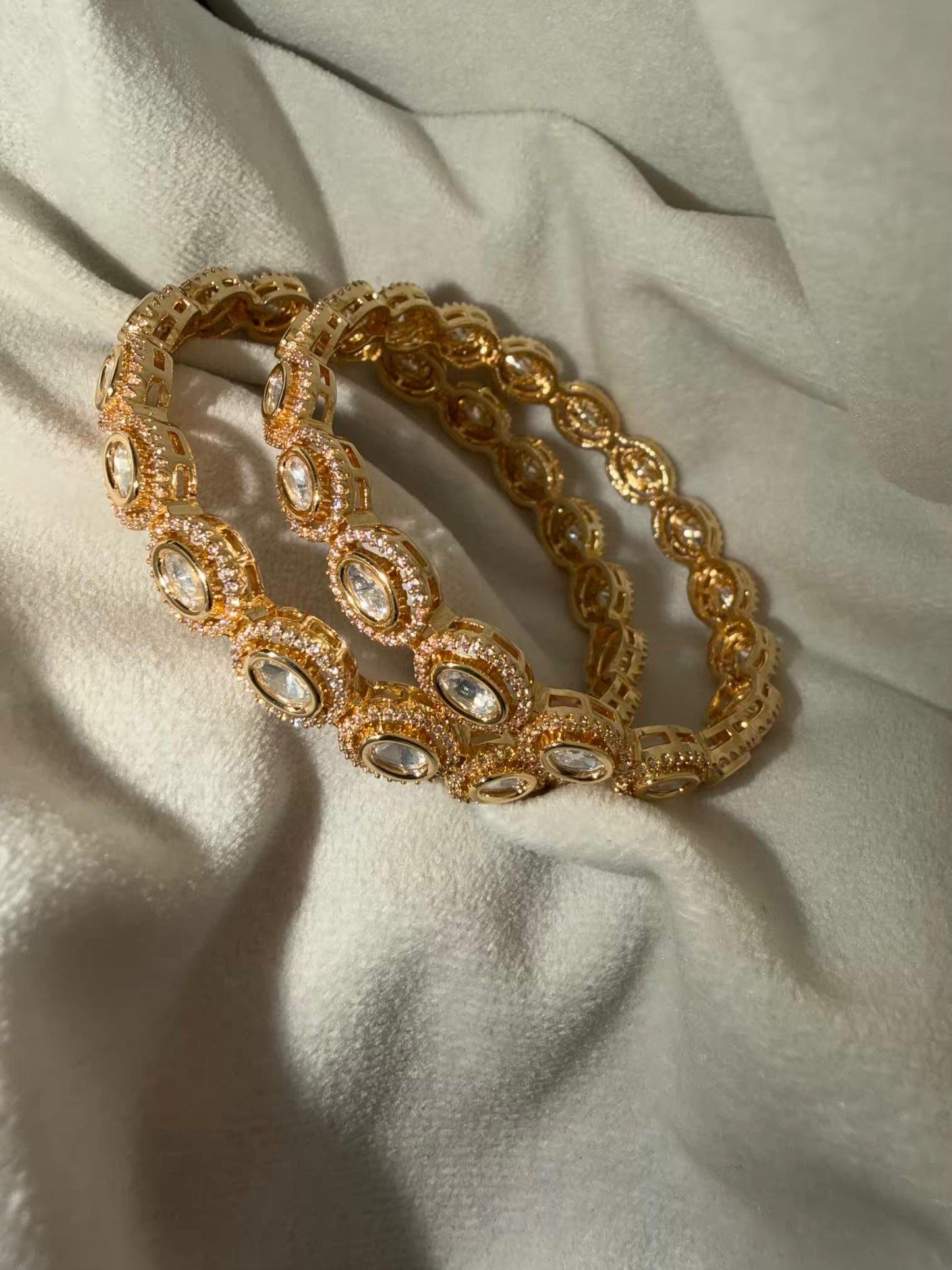 Premium Oval Kundan Stone Bangles 2.6Size