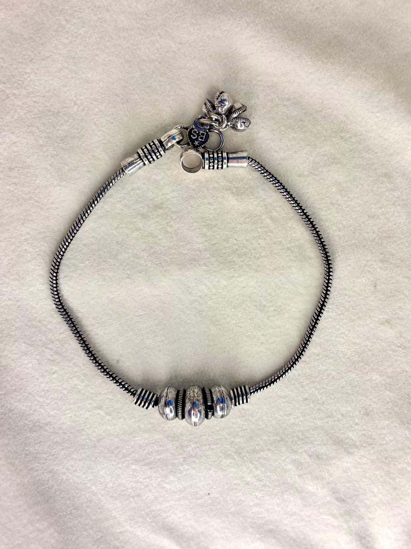 Silver Swivel Premium Anklet Payal with Silver hooks