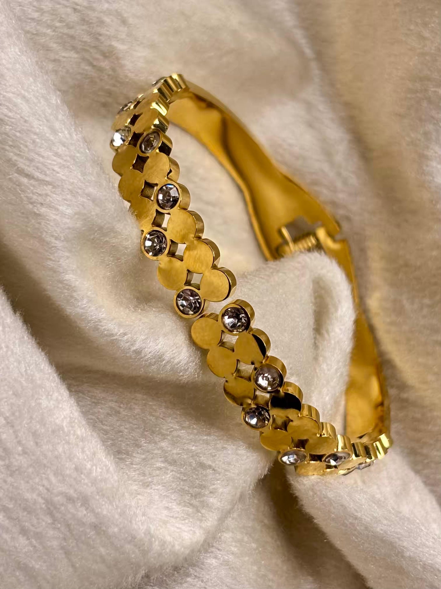 For Thin Wrist Studded Bubbles Bangle 18K Gold plated Premium Bangle 2.2 - 2.4 Size