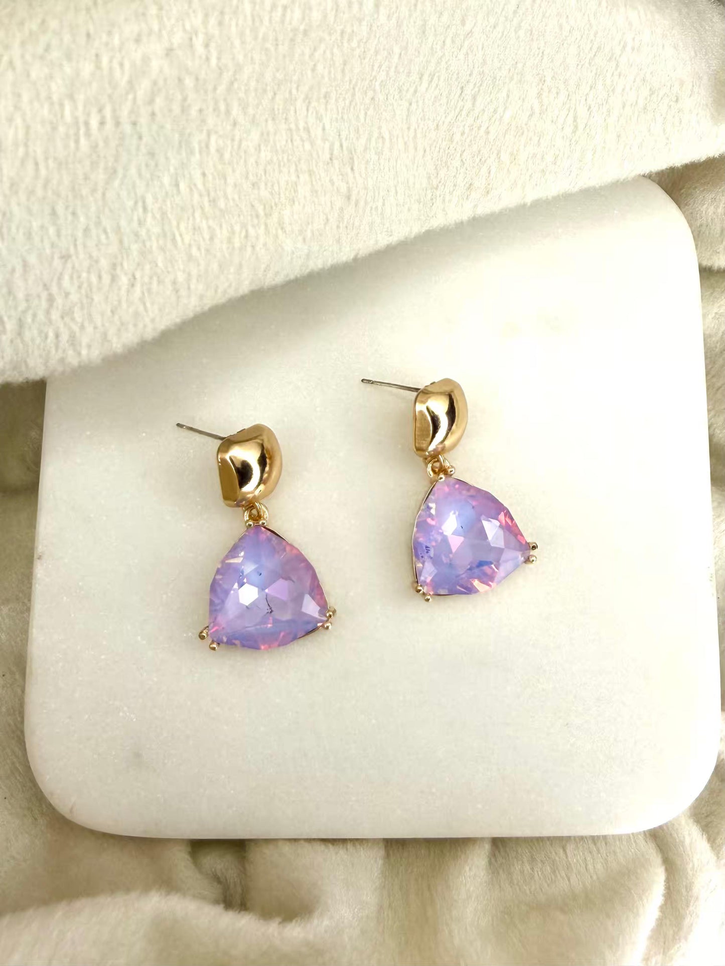 Purple Crystal Styled Gold Plated Earrings