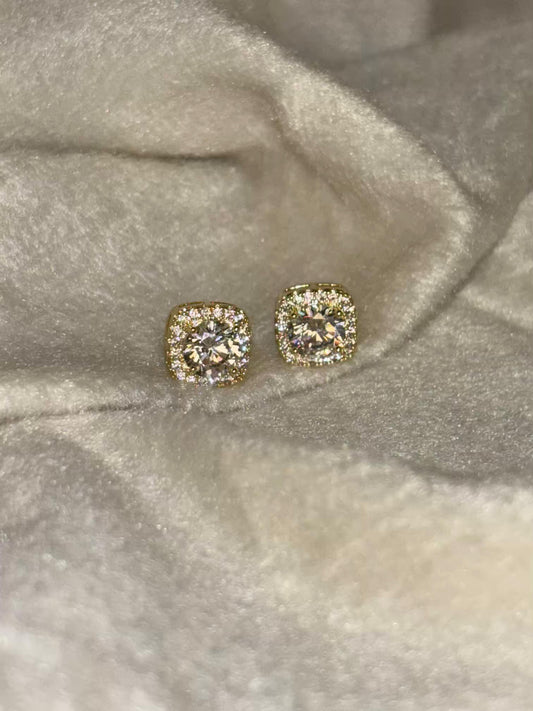 Diamond Halo Studds Earrings 18K Gold Plated Premium Earrings