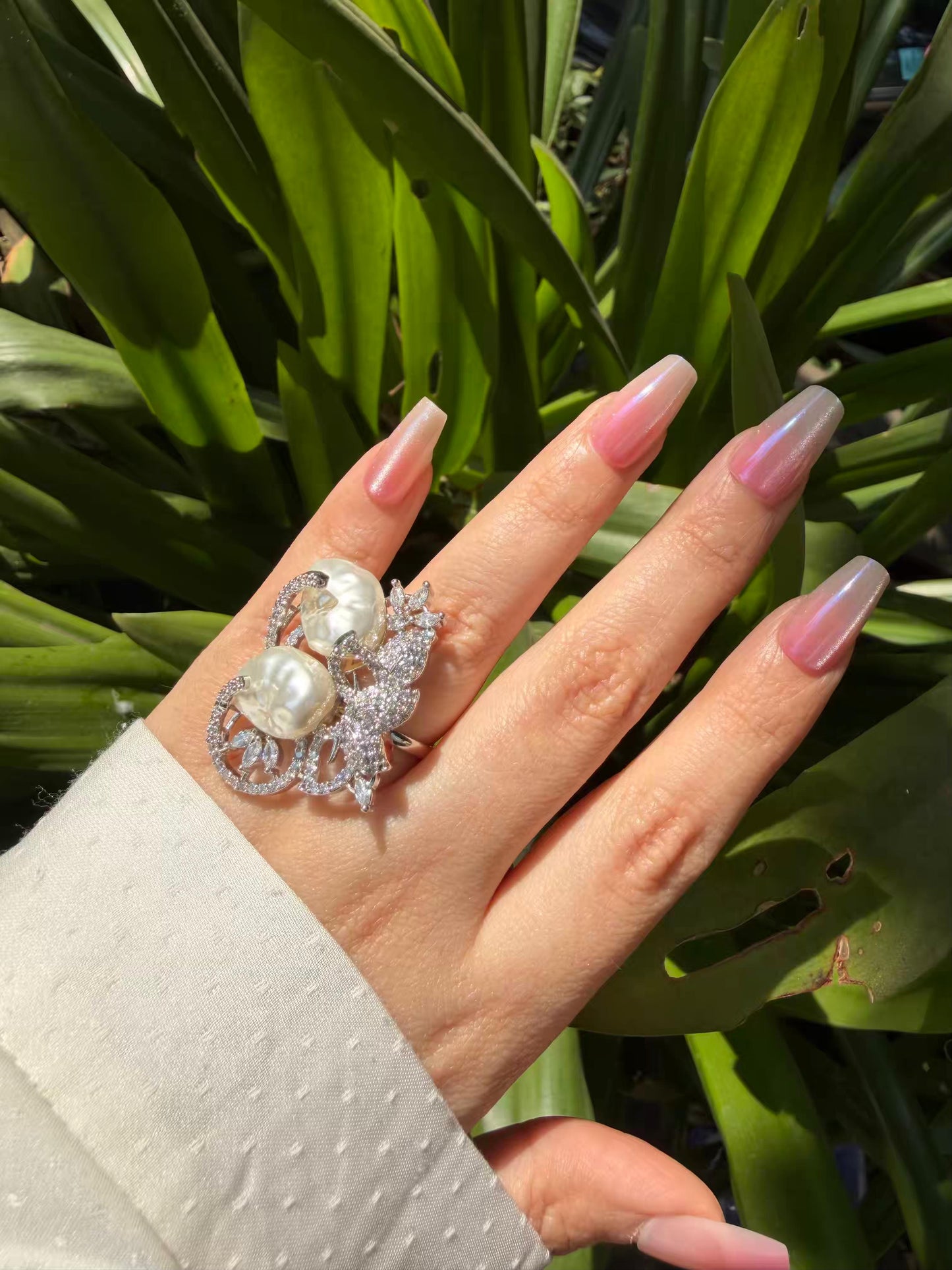 Ivory Pearl Statement Silver Plated Ring