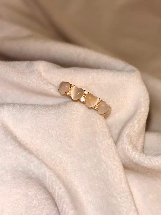 Crystal Hearts Ring 18K Gold plated Adjustable Ring