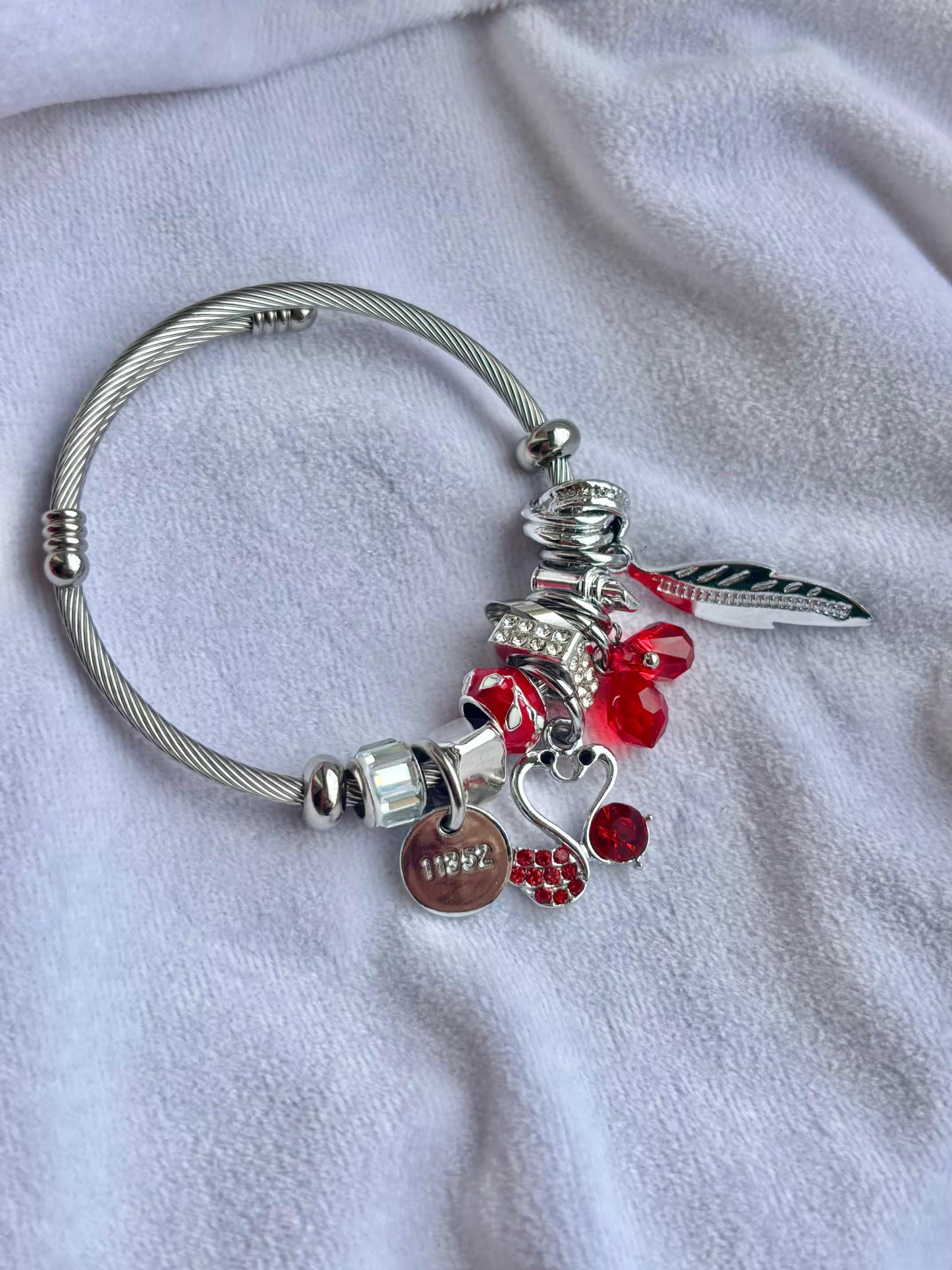 Pandora Charms Candy Red Bracelet ( Silver )