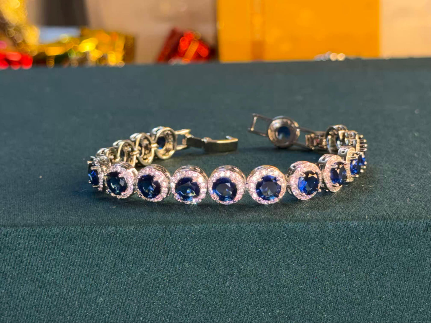 Jade Glow Oval Silver Plated Tennis Bracelet