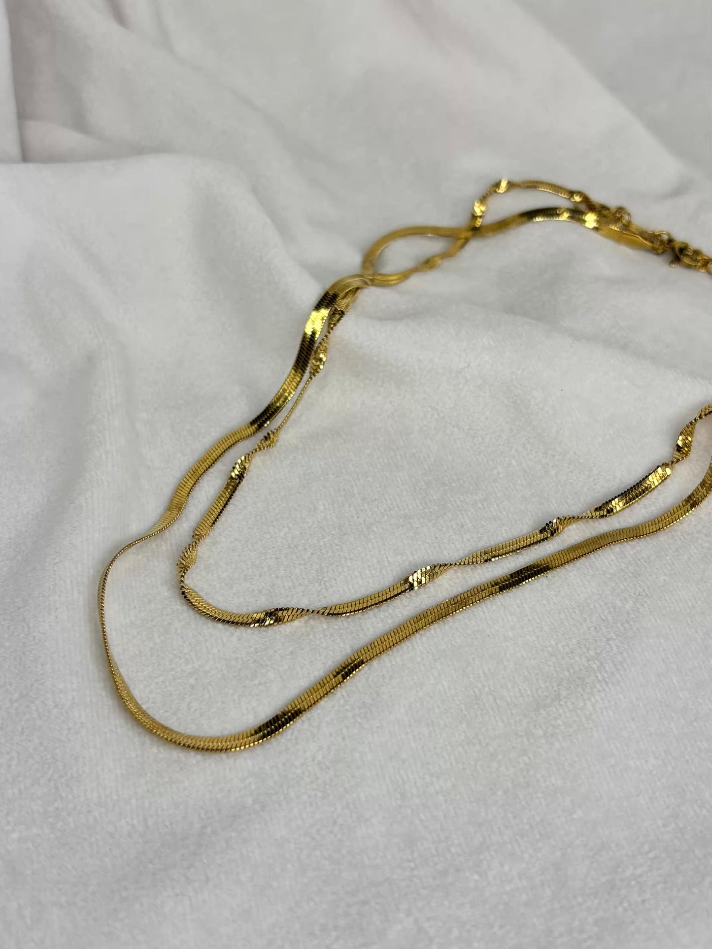 Two Layered Snake Chain Necklace 18K Gold Plated Premium Necklace