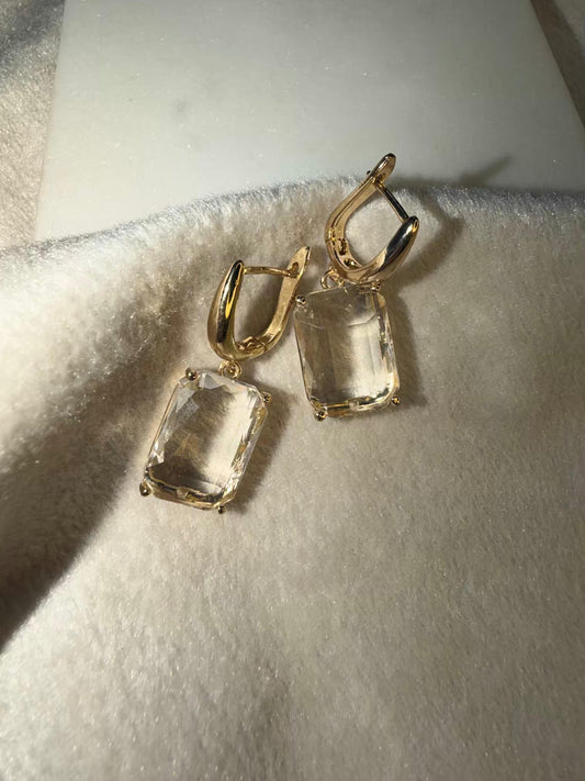 Clear Crystal Stud Gold Plated Earrings