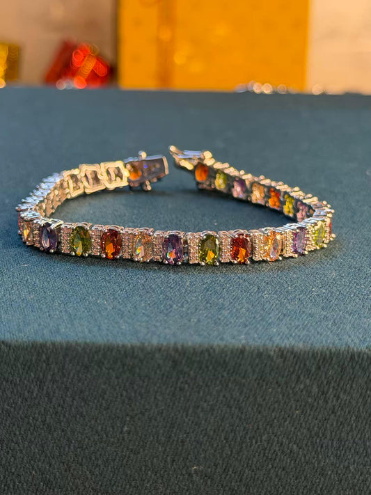 Prism Square Silver Plated Tennis Bracelet
