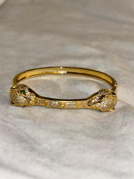 Axis Panther Heads Premium Kada Bangle 18K Gold Plated Bangle
