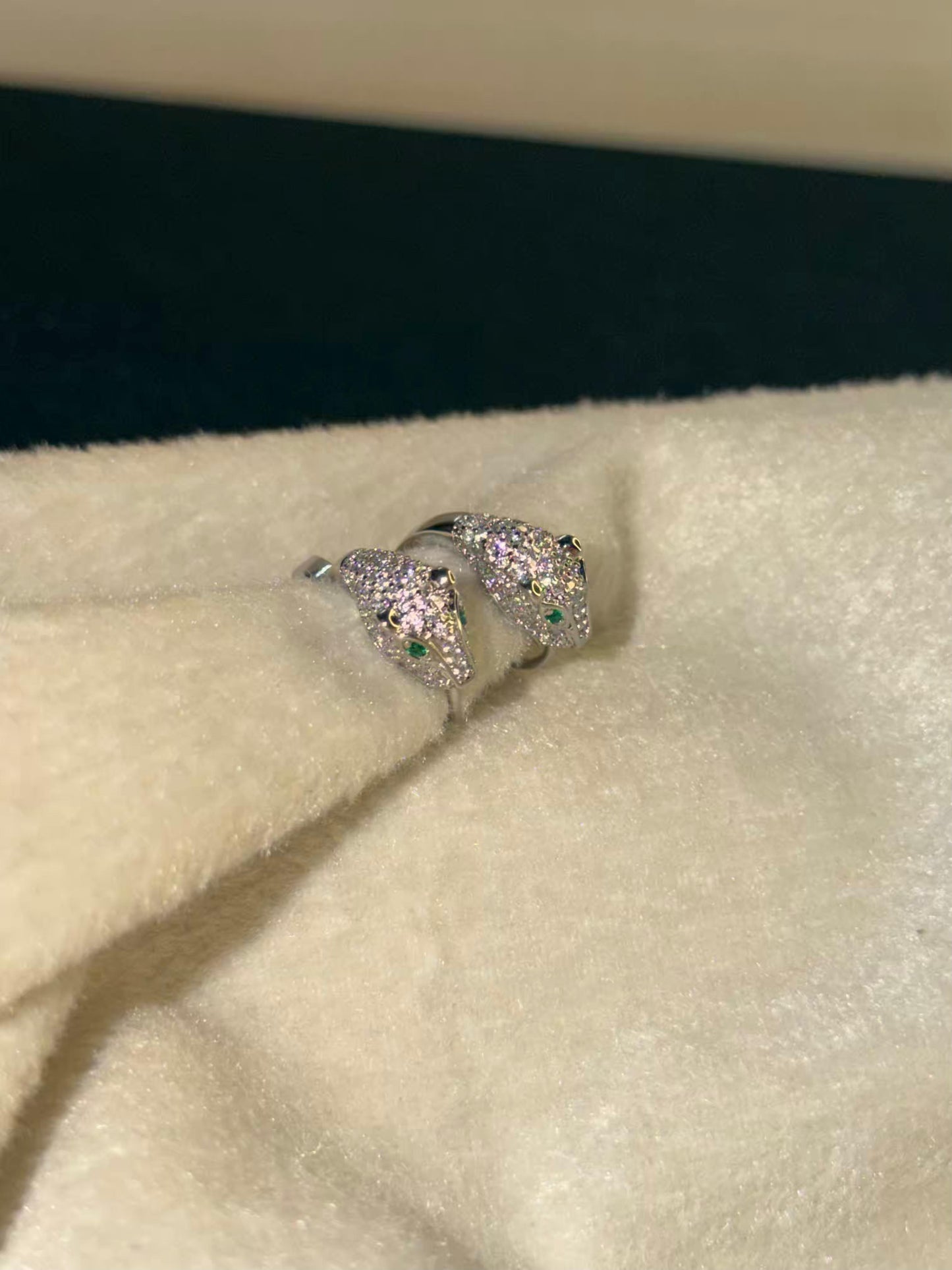 Silver Panther Huggies Ear Studs