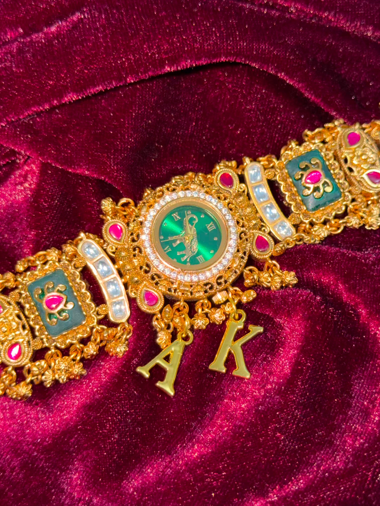 Rajmayura Heritage Watch Rakhi in Premium Swarovski (Free Initial)
