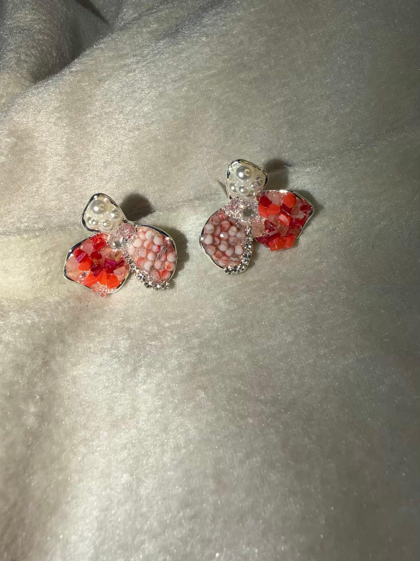 Pearl Butterfly Stud Silver Plated Earrings