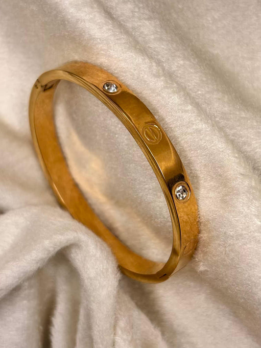For Thin Wrist Love Band Bangle 18K Gold plated Premium Bangle 2.2 - 2.4 Size