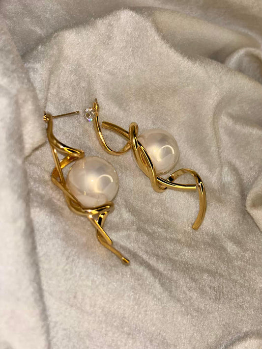 Pearl Vine Earrings 18K Gold Plated Earrings Premium Earrings