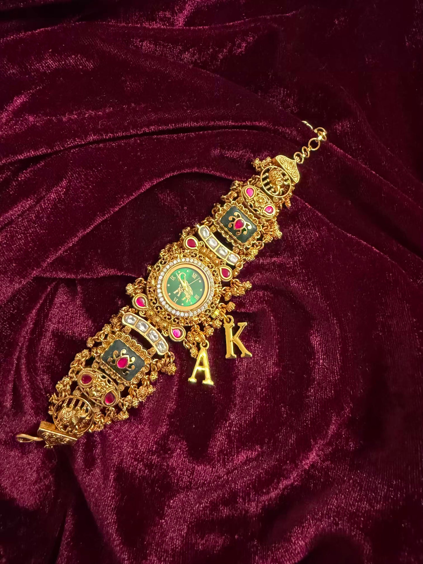 Rajmayura Heritage Watch Rakhi in Premium Swarovski (Free Initial)