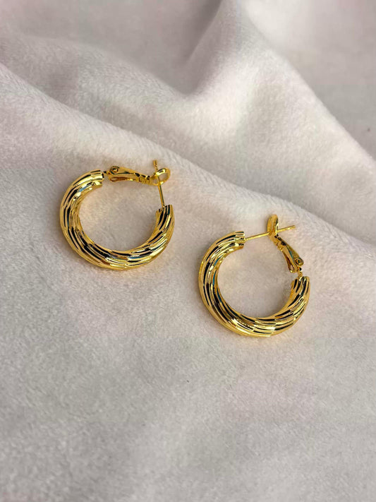 Golden Hoops Ear Studds 18K Gold Plated Premium Earrings