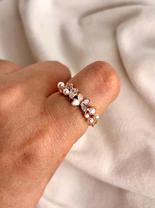 Pear Garden Ring Rose Gold Plated Adjustable Ring