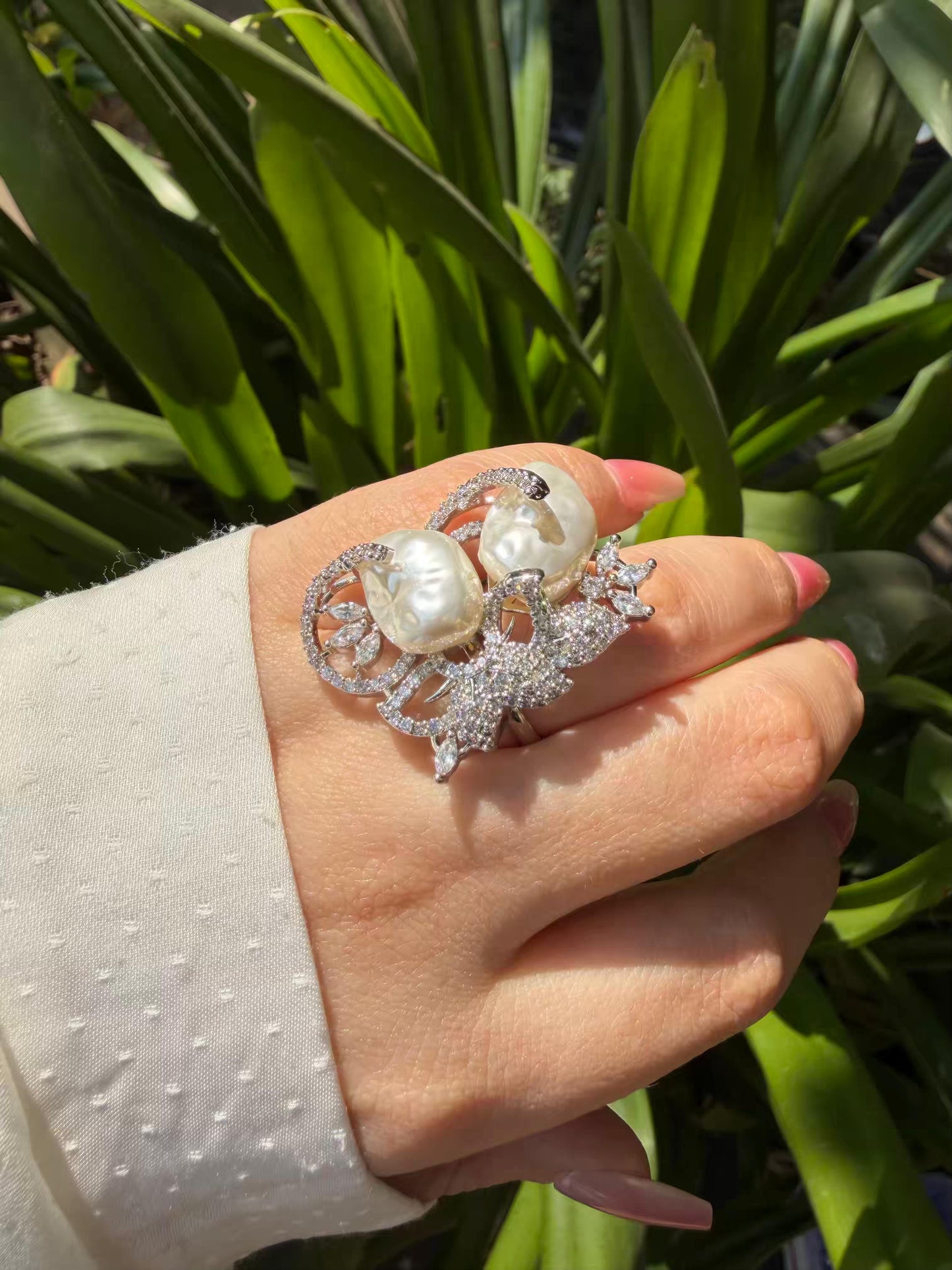 Ivory Pearl Statement Silver Plated Ring