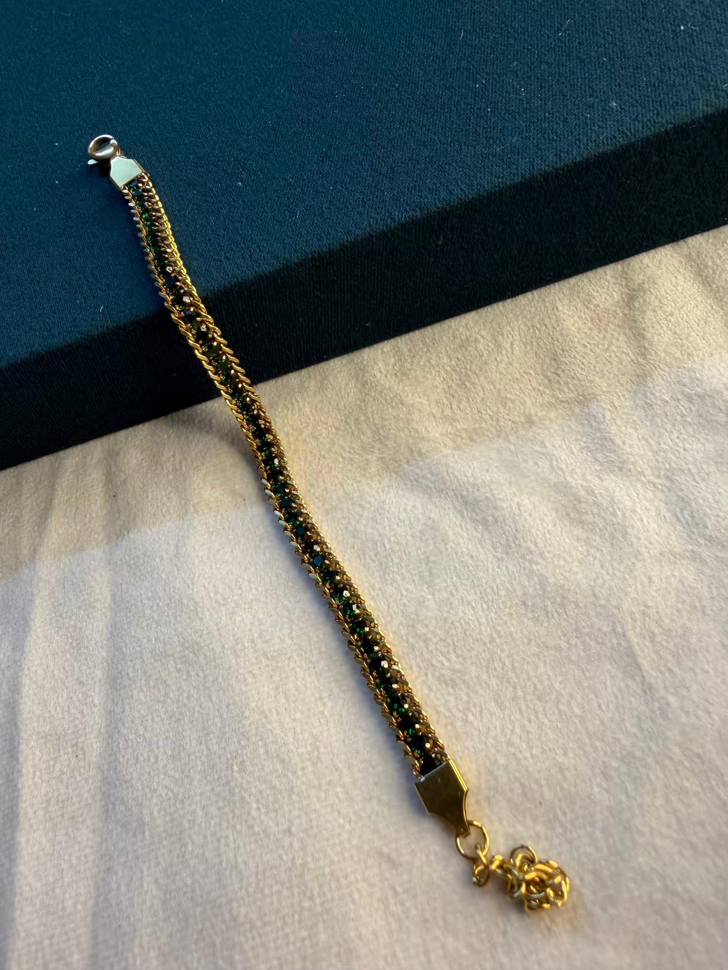 Emerald Heritage Chain Gold Plated Tennis Bracelet